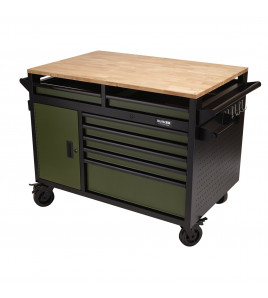 BUNKER 14 Drawer Multi-Functional Workbench Roller Tool Cabinet, 48, Green