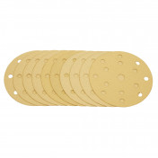 Gold Sanding Discs with Hook & Loop, 150mm, 120 Grit, 15 Dust Extraction Holes (Pack of 10)