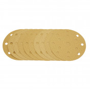 Gold Sanding Discs with Hook & Loop, 150mm, 180 Grit, 15 Dust Extraction Holes (Pack of 10)