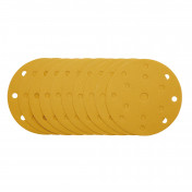 Gold Sanding Discs with Hook & Loop, 150mm, 240 Grit, 15 Dust Extraction Holes (Pack of 10)