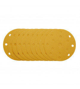 Gold Sanding Discs with Hook & Loop, 150mm, 240 Grit, 15 Dust Extraction Holes (Pack of 10)