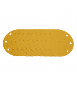 Gold Sanding Discs with Hook & Loop, 150mm, 240 Grit, 15 Dust Extraction Holes (Pack of 10)