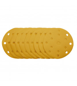 Gold Sanding Discs with Hook & Loop, 150mm, 320 Grit, 15 Dust Extraction Holes (Pack of 10)