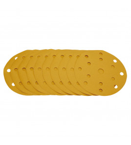 Gold Sanding Discs with Hook & Loop, 150mm, 320 Grit, 15 Dust Extraction Holes (Pack of 10)