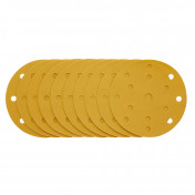 Gold Sanding Discs with Hook & Loop, 150mm, 400 Grit, 15 Dust Extraction Holes (Pack of 10)