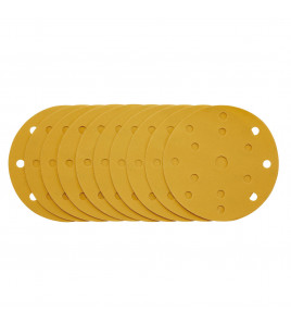 Gold Sanding Discs with Hook & Loop, 150mm, 400 Grit, 15 Dust Extraction Holes (Pack of 10)