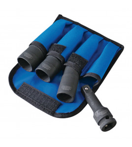 Draper Expert Wheel Nut Double Impact Socket Kit, 1/2 Sq. Dr. (4 Piece)