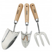 Draper Heritage Stainless Steel Hand Fork and Trowels Set with Ash Handles (3 Piece)