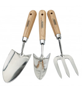 Draper Heritage Stainless Steel Hand Fork and Trowels Set with Ash Handles (3 Piece)