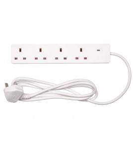 Four Socket Extension Lead with Neon Indicator, 2m