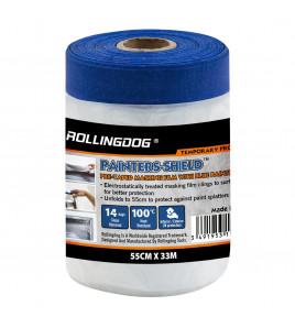 ROLLINGDOG PAINTERS-SHIELD™ Blue Pretaped Masking Film, 33m x 55cm