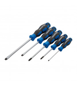 Soft Grip Screwdriver Set, 3 x Plain Slot, 2 x PZ TYPE (5 Piece)