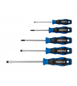 Soft Grip Screwdriver Set, 3 x Plain Slot, 2 x PZ TYPE (5 Piece)