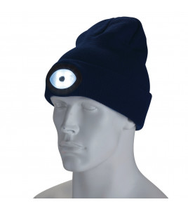 Beanie Hat with Rechargeable Torch, One Size, 1W, 100 Lumens, Navy Blue<br><br>