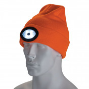 Beanie Hat with Rechargeable Torch, One Size, 1W, 100 Lumens, High-vis Orange <br><br>