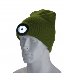 Beanie Hat with Rechargeable Torch, One Size, 1W, 100 Lumens, Green<br><br>
