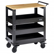 BUNKER® Modular 3 Tier Trolley with Pull Handle and Hardwood Worktop, 714mm