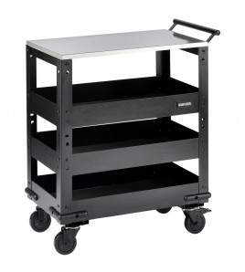 BUNKER® 3 Tier Trolley with Pull Handle and Stainless Steel Worktop, 714mm