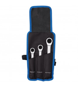 Metric 4-in-1 Reversible Double Ring End Ratchet Spanner Set (3 Piece)