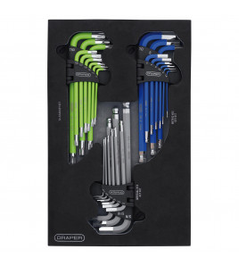 Draper TX-STAR®, Imperial & Metric Ball End Hex Key Sets (27 Piece)
