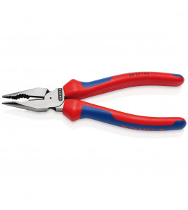 KNIPEX 08 22 185 SB Needle-Nose Combination Pliers with multi-component grips black atramentized, 185mm