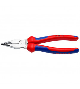 KNIPEX 08 25 185 SB Needle-Nose Combination Pliers with multi-component grips chrome-plated, 185mm