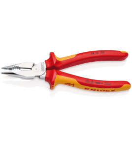 KNIPEX 08 26 185 SB Needle-Nose Combination Pliers Insulated with Multi-Component Grips, VDE-Tested Chrome-Plated 185mm