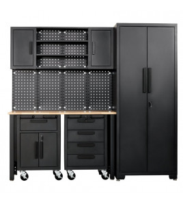 Single Garage Workstation with Roller Cabinets