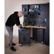 Single Garage Workstation with Roller Cabinets