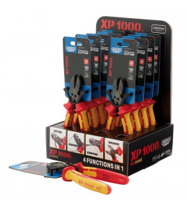 XP1000® Counter Top Display of VDE 180mm 4-in-1 Tethered Combination Cutters (10 Piece)