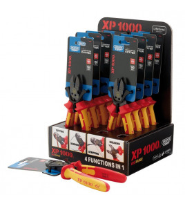 XP1000® Counter Top Display of VDE 180mm 4-in-1 Combination Cutters (10 Piece)
