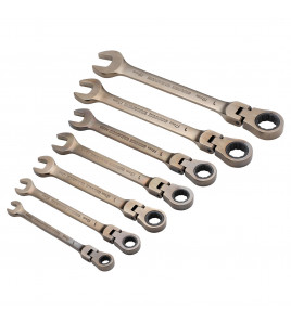 Flexible Head Ratcheting Metric Combination Spanner Set (7 Piece)