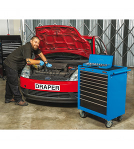 Roller Tool Cabinet, 9 Drawer, 26, Blue