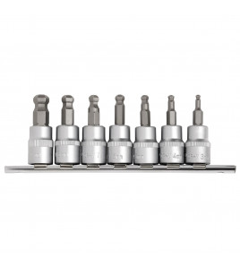 Draper Expert Ball-end Hex. Socket Bit Set, 3/8 Sq. Dr., 48mm (7 Piece)