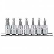 Ball-end Hex. Socket Bit Set, 3/8 Sq. Dr., 48mm (7 Piece)