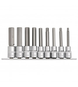 Draper Expert Long Metric Hex. Socket Bit Set, 1/2 Sq. Dr., 100mm (9 Piece)