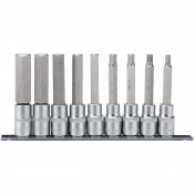 Long Metric Hex. Socket Bit Set, 1/2 Sq. Dr., 100mm (9 Piece)