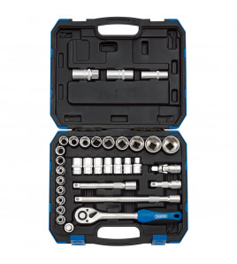 Draper HI-TORQ® Combined MM/AF Socket Set, 1/2 Sq. Dr. (33 Piece)