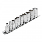 Metric Socket on Metal Rail, 1/4 Sq. Dr. (10 Piece)