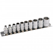 Metric Socket on Metal Rail, 1/4 Sq. Dr. (10 Piece)