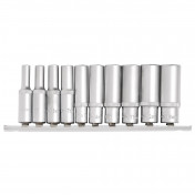 Metric Deep Socket on Metal Rail, 1/4 Sq. Dr. (10 Piece)