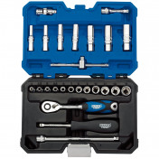 Draper Expert Metric Socket Set, 1/4 Sq. Dr., Blue (25 Piece)