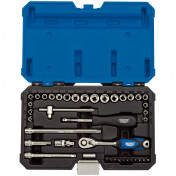 Draper Expert Combined MM/AF Socket Set, 1/4 Sq. Dr. (40 Piece)