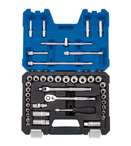 Draper Expert Combined MM/AF Socket Set, 3/8 Sq. Dr., Blue (41 Piece)