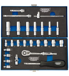 Draper Expert Metric Socket Set, 1/4 Sq. Dr. (26 Piece)