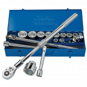 Draper Expert Metric Socket Set in Metal Case, 3/4 Sq. Dr. (17 Piece)