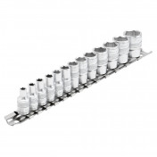 Draper Expert HI-TORQ® Metric Socket Set on a Metal Rail, 1/4 Sq. Dr. (13 Piece)
