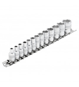 Draper Expert HI-TORQ® Metric Socket Set on a Metal Rail, 1/4 Sq. Dr. (13 Piece)