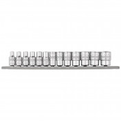 Draper Expert HI-TORQ® Metric Socket Set on a Metal Rail, 1/4 Sq. Dr. (13 Piece)