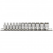 Draper Expert Metric Socket Set on a Metal Rail, 1/4 Sq. Dr. (13 Piece)